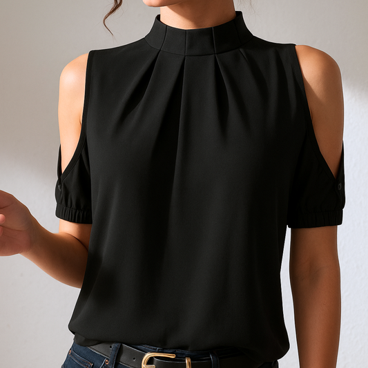 Celeste™ Pleated Cold Shoulder Blouse