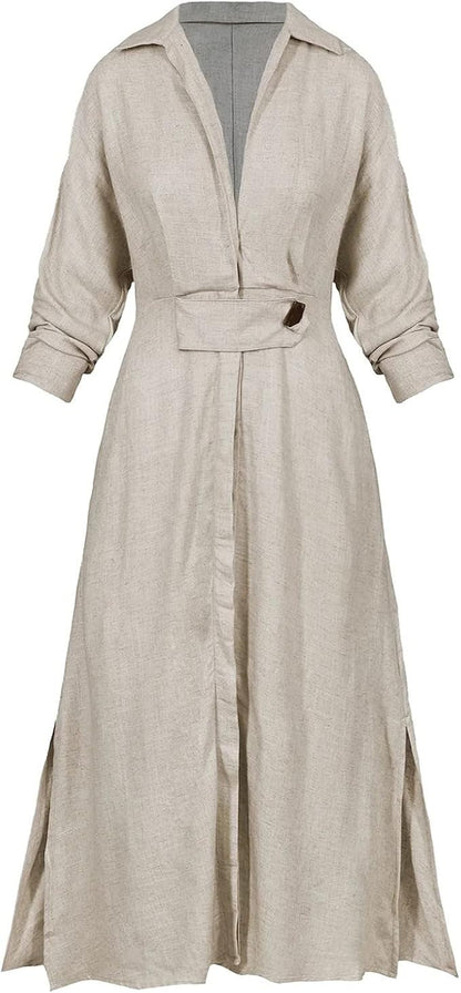 Elise™ Breezy Linen Shirt Dress