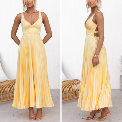 Abri™ Pleated V-Neck Maxi Dress