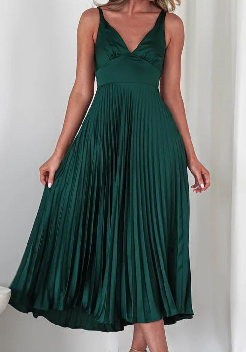 Abri™ Pleated V-Neck Maxi Dress