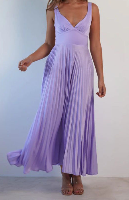 Abri™ Pleated V-Neck Maxi Dress