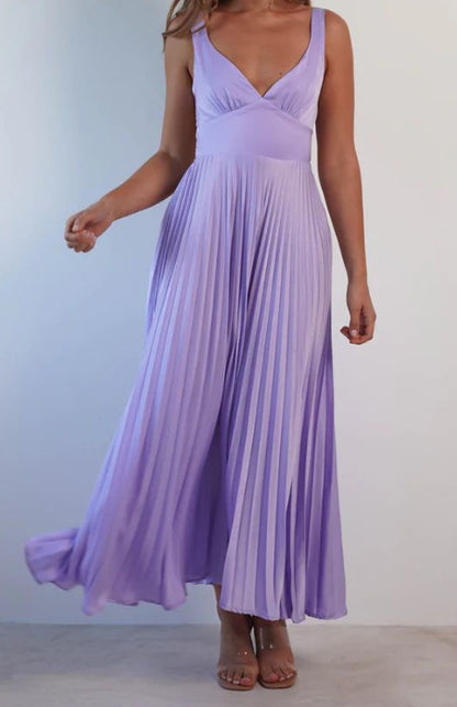 Abri™ Pleated V-Neck Maxi Dress
