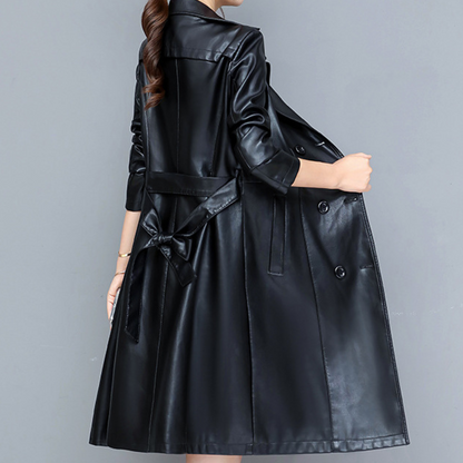 Delphine™ Premium Vegan Leather Trench Coat