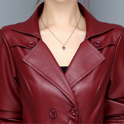 Delphine™ Premium Vegan Leather Trench Coat