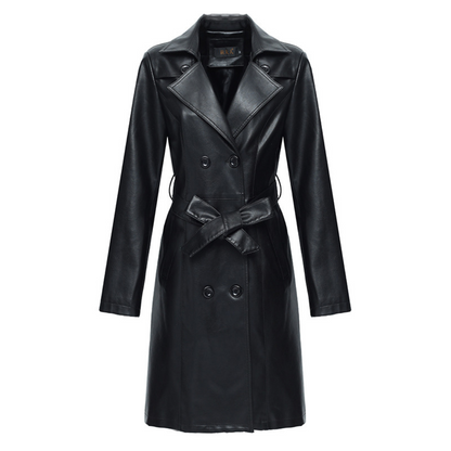 Delphine™ Premium Vegan Leather Trench Coat