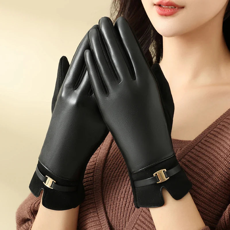 Clara™ Elegant Vegan Leather Gloves
