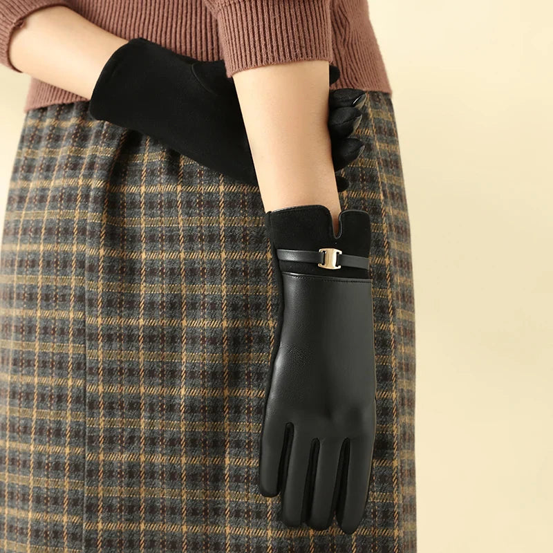 Clara™ Elegant Vegan Leather Gloves