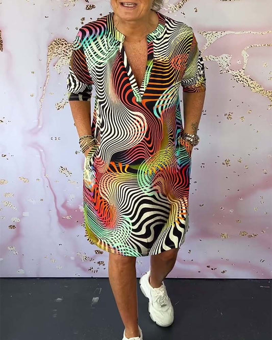 Rea™ Colourful V-Neck Dress