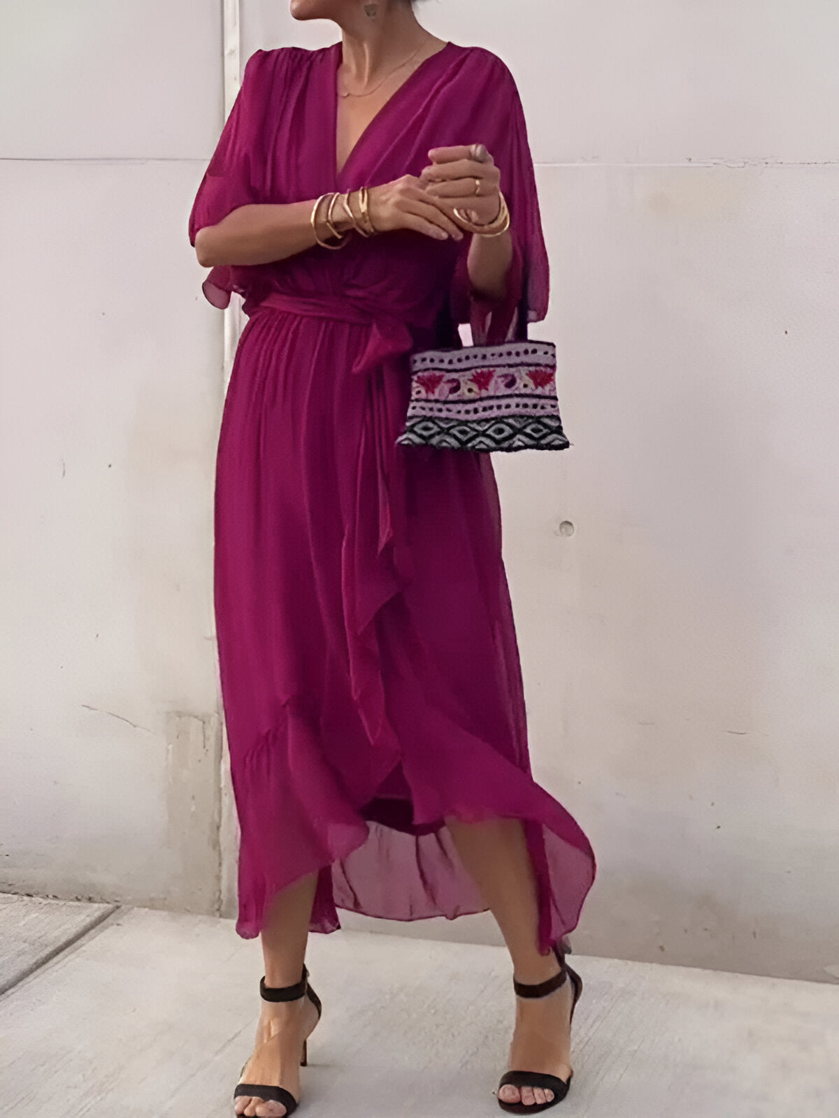 Sarah™ Flowy Chiffon V-Neck Dress