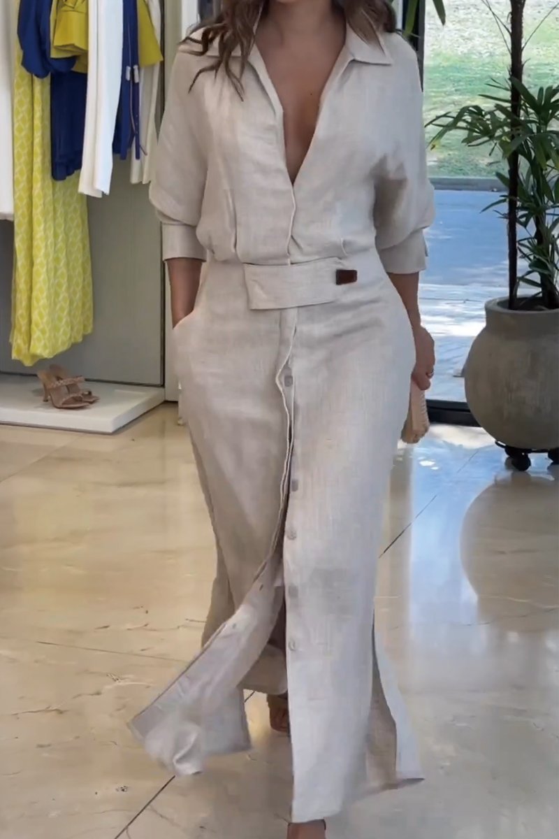 Elise™ Breezy Linen Shirt Dress