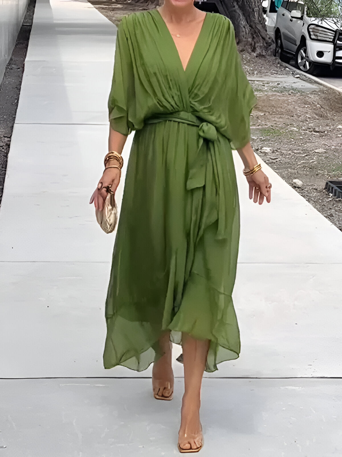Sarah™ Flowy Chiffon V-Neck Dress