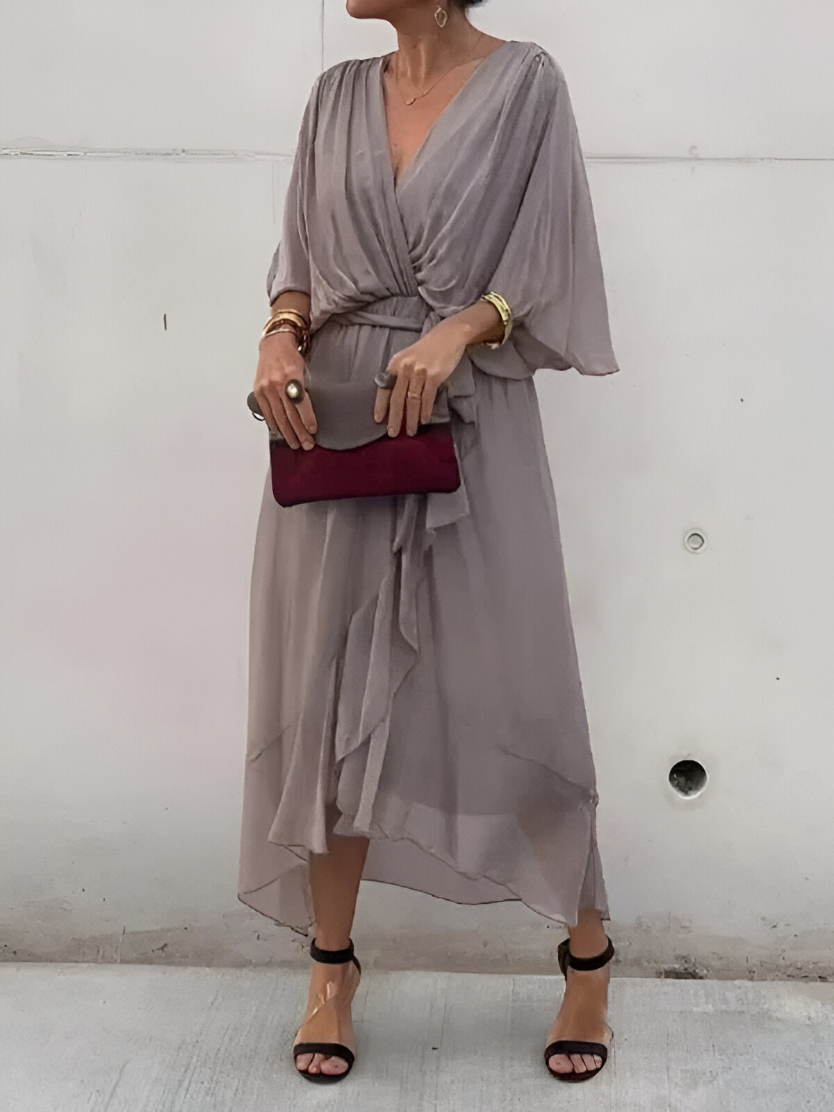 Sarah™ Flowy Chiffon V-Neck Dress