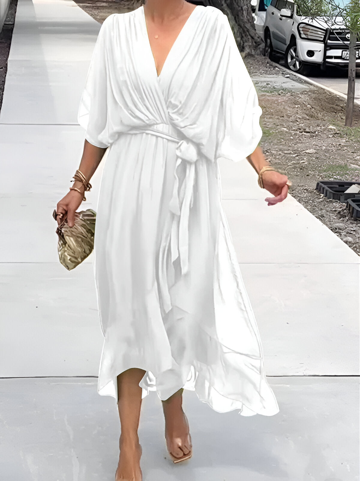 Sarah™ Flowy Chiffon V-Neck Dress
