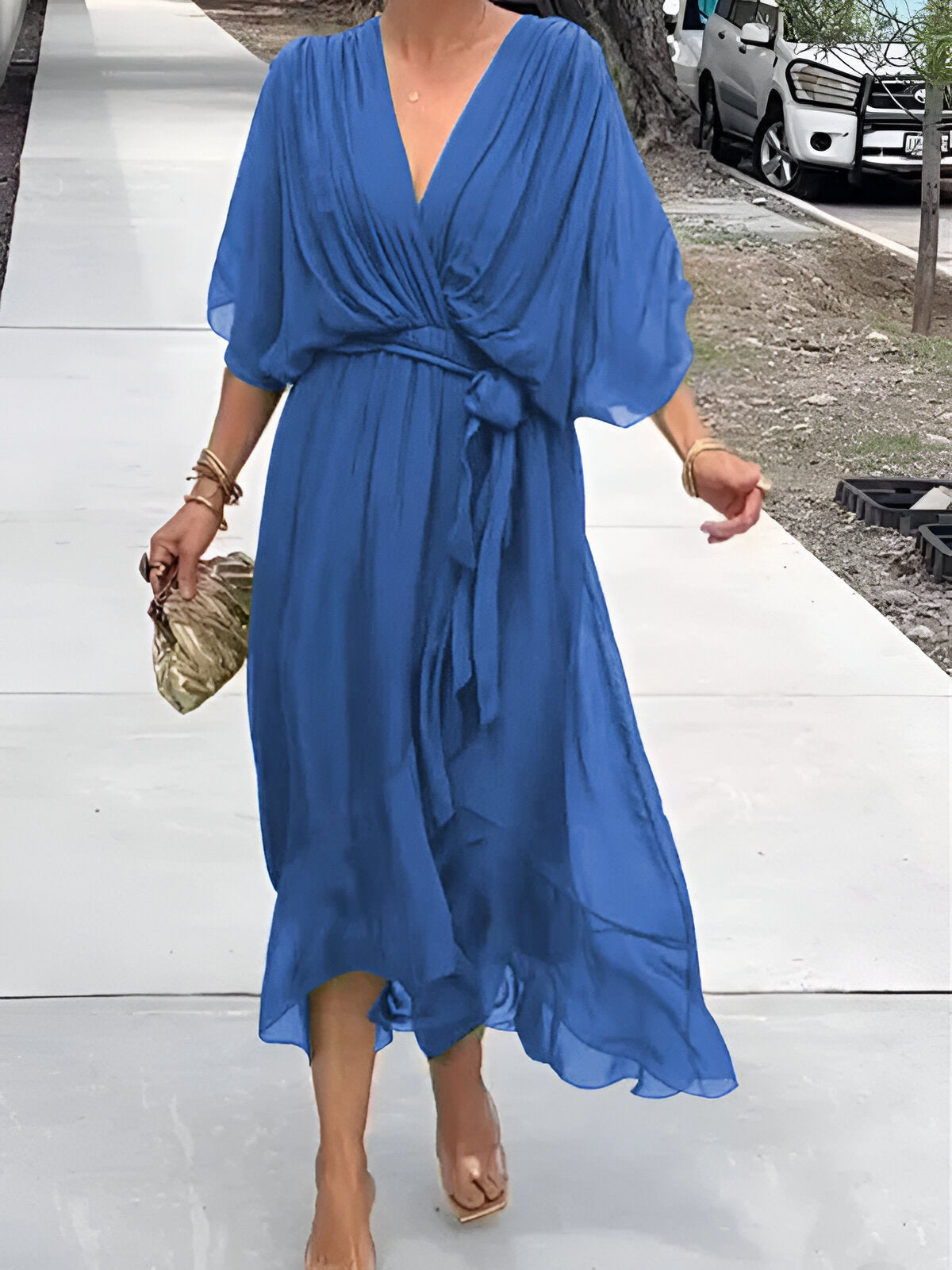 Sarah™ Flowy Chiffon V-Neck Dress