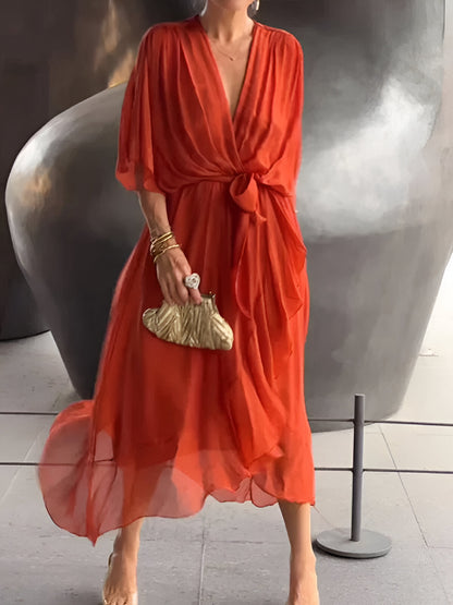 Sarah™ Flowy Chiffon V-Neck Dress