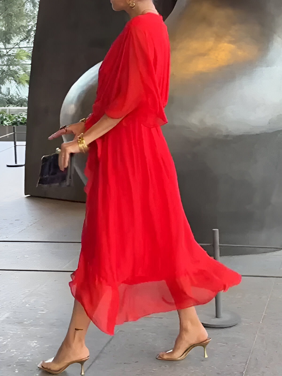 Sarah™ Flowy Chiffon V-Neck Dress